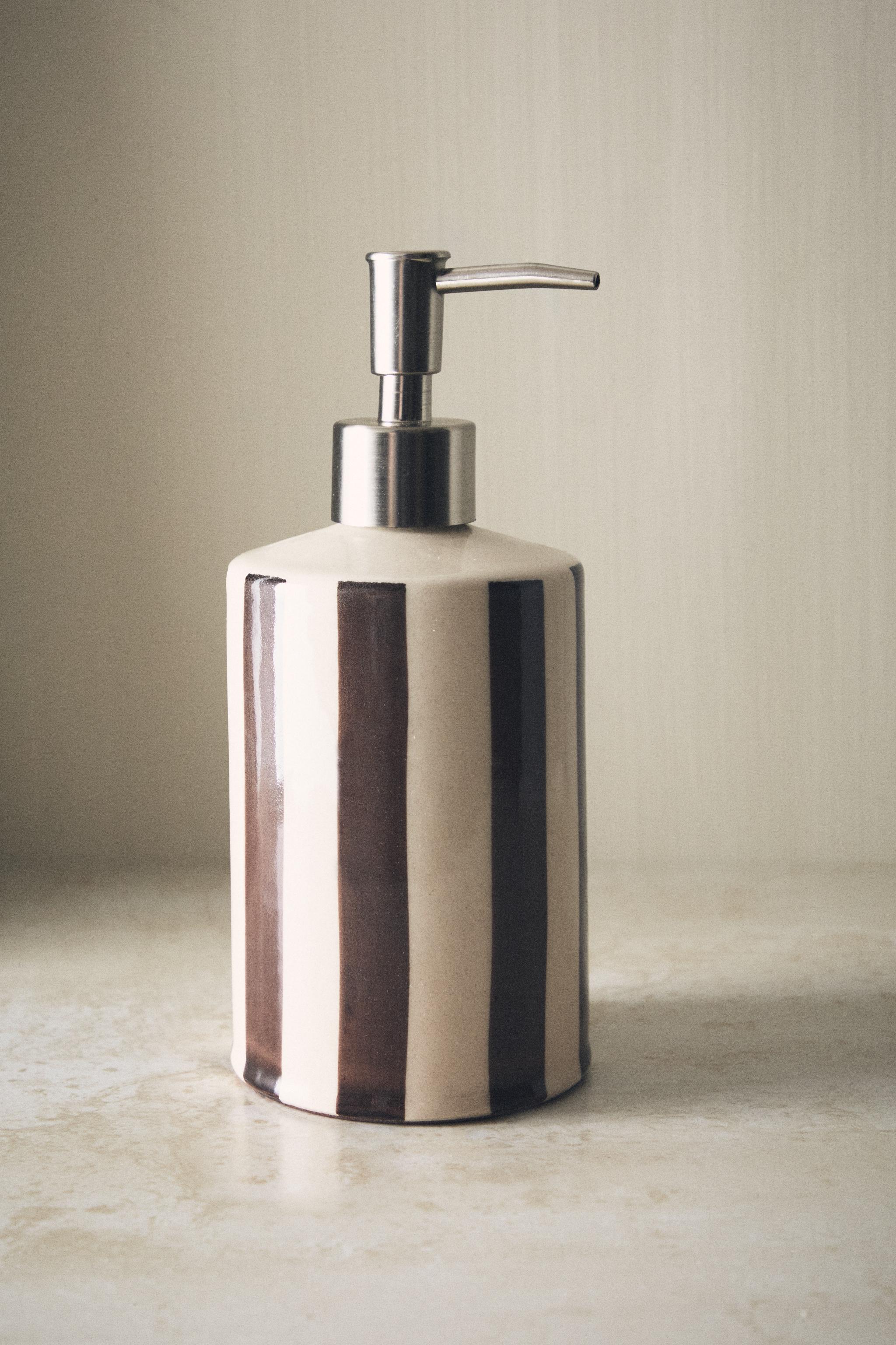 DISTRIBUTEUR DE SAVON RAYURES MARRON